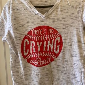 Tee There’s No Crying in Baseball ⚾️ Medium Vneck